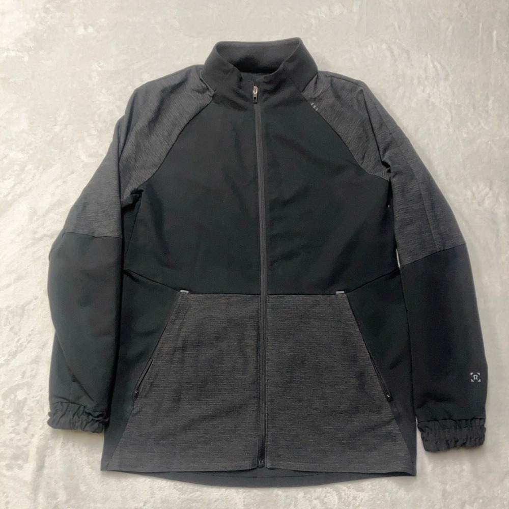 Lululemon Jacket Men XS Black Charcoal Grey Full Zip Ripstop‎ Training Mock Neck